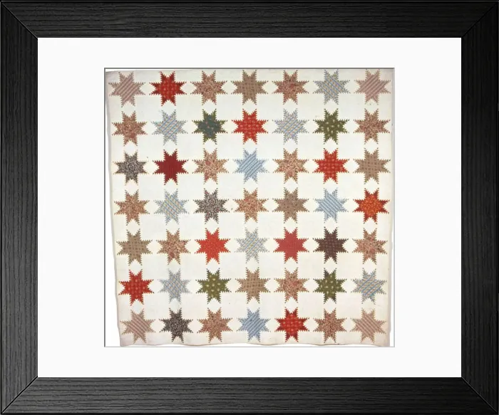 Framed Print : Bedcover (Feather-Edged Star Quilt), United States, 1845. Creator: Annie Maria Henkle Framed Print : Bedcover (Feather-Edged Star Quilt), United States, 1845. Creator: Annie Maria Henkle