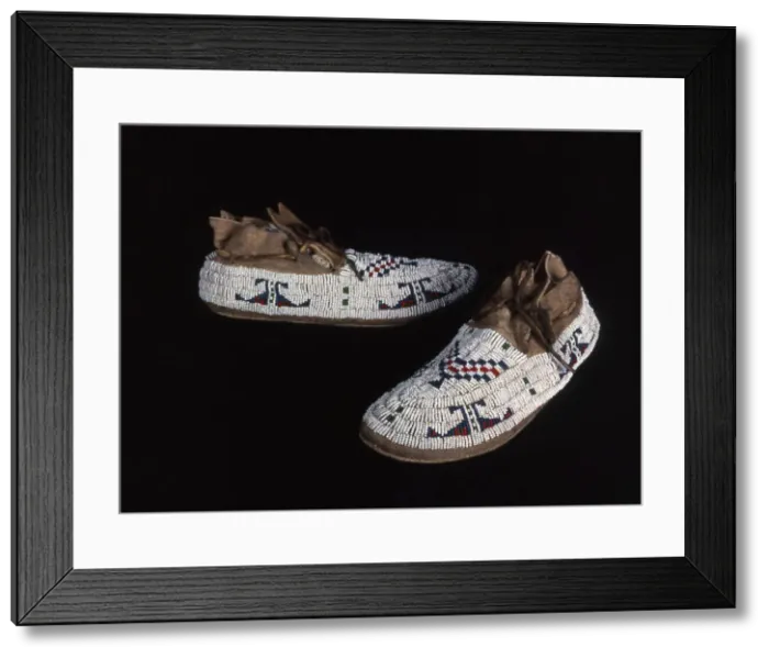 Framed Print : Pair of Moccasins, Plains, c. 1885. Creator: Unknown Framed Print : Pair of Moccasins, Plains, c. 1885. Creator: Unknown