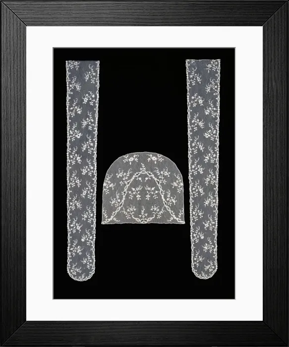 Framed Print : Pair of lappets and cap crown, Flanders, 1780s. Creator: Unknown Framed Print : Pair of lappets and cap crown, Flanders, 1780s. Creator: Unknown