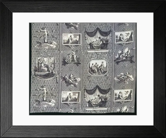 Framed Print : L'Historie de Psyche (The Story of Psyche) (Furnishing Fabric), France, c. 1810. Creator: Oberkampf Manufactory Framed Print : L'Historie de Psyche (The Story of Psyche) (Furnishing Fabric), France, c. 1810. Creator: Oberkampf Manufactory