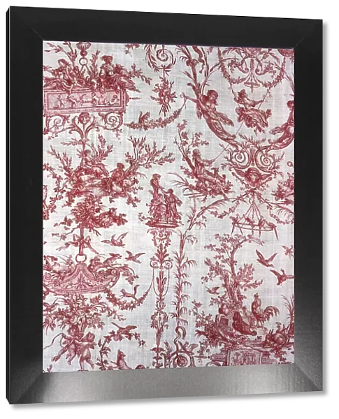 L'Escarpolette, (The Swing), Furnishing Fabric, France, c. 1789. Creator: Christophe-Philippe Oberkampf