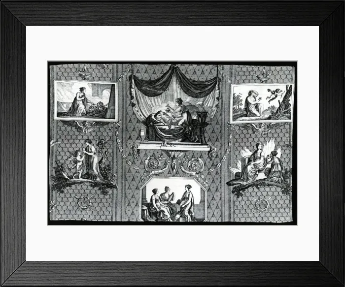 Framed Print : L'Amour et Psyche (Cupid and Psyche) (Furnishing Fabric), France, c. 1810. Creator: Christophe-Philippe Oberkampf Framed Print : L'Amour et Psyche (Cupid and Psyche) (Furnishing Fabric), France, c. 1810. Creator: Christophe-Philippe Oberkampf