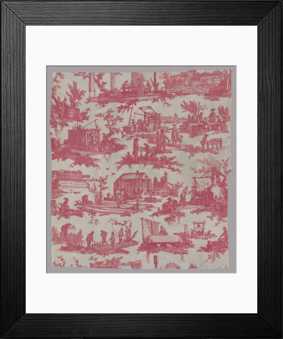 Framed Print : Les Travaux de la Manufacture (The Activities of the Factory) (Furnishing Fabric), France, 1783 / 84. Creator: Oberkampf Manufactory Framed Print : Les Travaux de la Manufacture (The Activities of the Factory) (Furnishing Fabric), France, 1783 / 84. Creator: Oberkampf Manufactory