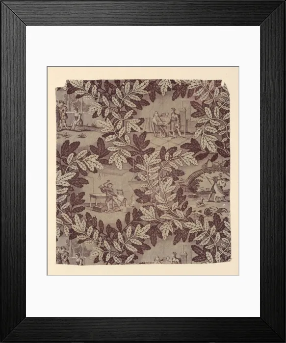 Framed Print : Fables of La Fontaine (Furnishing Fabric), Rouen, c. 1830. Creator: Bapaume et Cocatrix Framed Print : Fables of La Fontaine (Furnishing Fabric), Rouen, c. 1830. Creator: Bapaume et Cocatrix