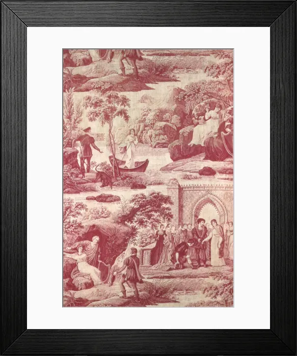 Framed Print : The Lady of the Lake (Furnishing Fabric), Mulhouse, c. 1820. Creator: Unknown Framed Print : The Lady of the Lake (Furnishing Fabric), Mulhouse, c. 1820. Creator: Unknown
