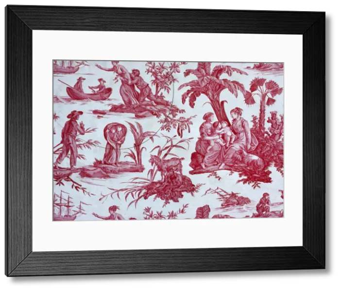 Framed Print : Paul and Virginie, Furnishing Fabric, France, 1802. Creator: Oberkampf Manufactory Framed Print : Paul and Virginie, Furnishing Fabric, France, 1802. Creator: Oberkampf Manufactory