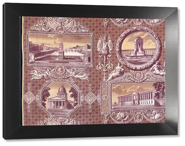 Les Monuments de Paris (The Monuments of Paris) (Furnishing Fabric), France, 1816 / 18. Creator: Christophe-Philippe Oberkampf