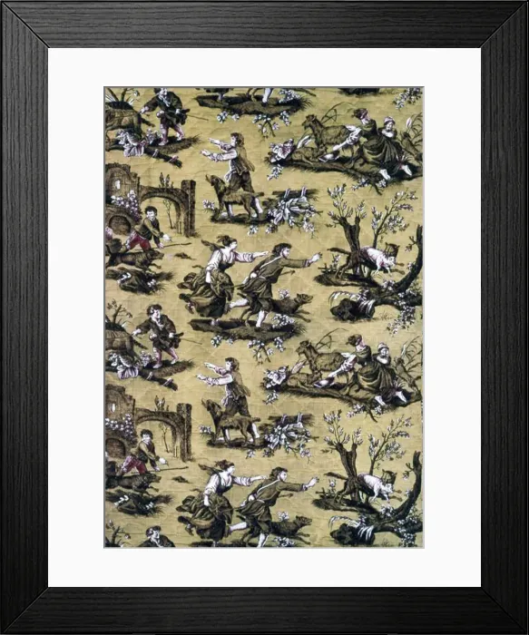 Framed Print : Au Loup! (Furnishing Fabric), France, 1783 / 89. Creator: Christophe-Philippe Oberkampf Framed Print : Au Loup! (Furnishing Fabric), France, 1783 / 89. Creator: Christophe-Philippe Oberkampf