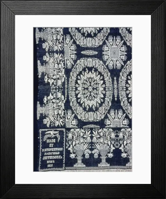 Framed Print : Coverlet, United States, 1868. Creator: Daniel Stephenson Framed Print : Coverlet, United States, 1868. Creator: Daniel Stephenson