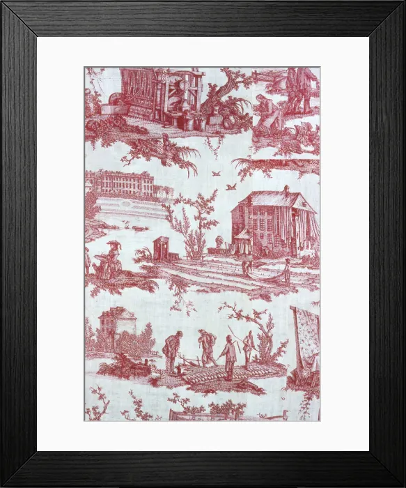 Framed Print : Les Travaux de la Manufacture (The Factory in Operation) (Furnishing Fabric), France, 1783 / 84. Creator: Oberkampf Manufactory Framed Print : Les Travaux de la Manufacture (The Factory in Operation) (Furnishing Fabric), France, 1783 / 84. Creator: Oberkampf Manufactory