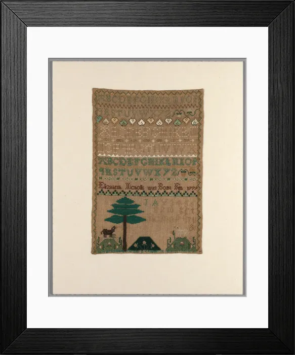 Framed Print : Sampler, United States, c. 1785. Creator: Elizabeth Nicholls Framed Print : Sampler, United States, c. 1785. Creator: Elizabeth Nicholls