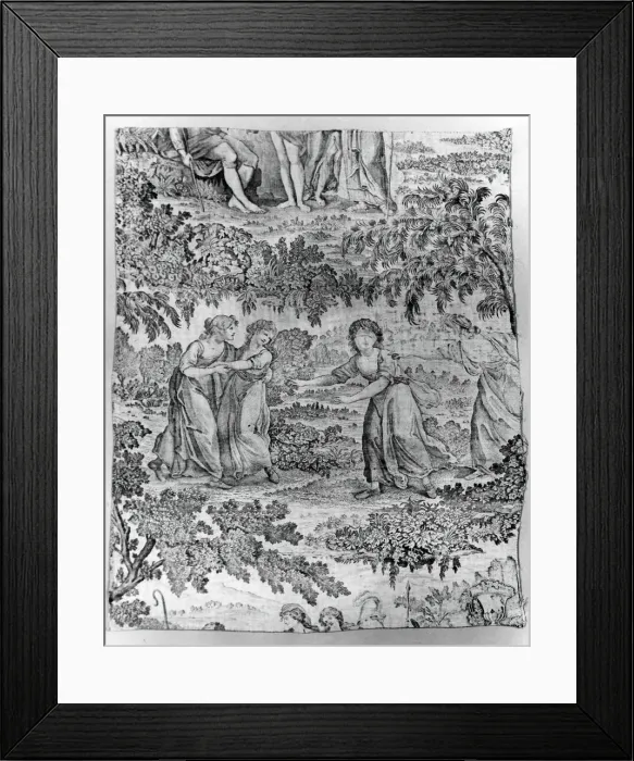 Framed Print : Blindmans Bluff (Furnishing Fabric), England, 1785 / 95. Creator: Unknown Framed Print : Blindmans Bluff (Furnishing Fabric), England, 1785 / 95. Creator: Unknown