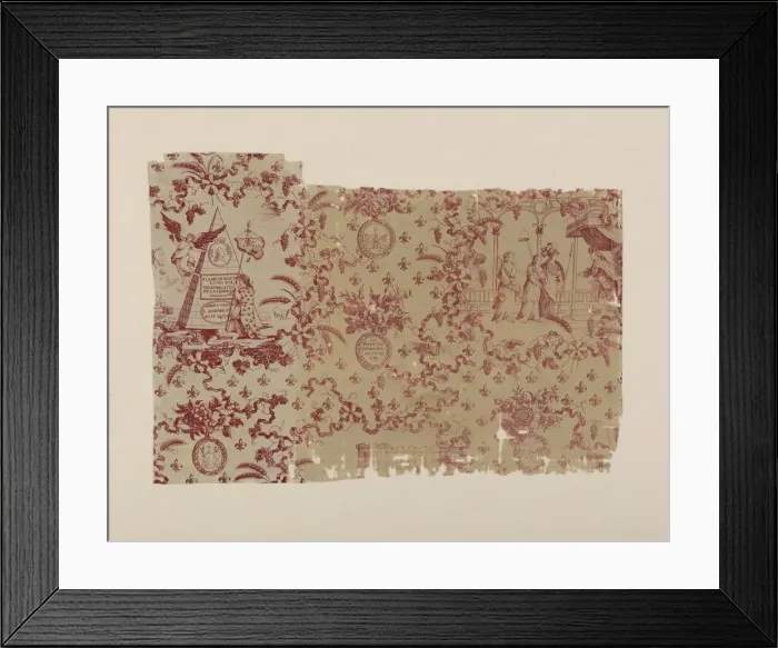 Framed Print : Le Bastille Demolite(Fall of the Bastille) (Furnishing Fabric), England, c. 1790 Framed Print : Le Bastille Demolite(Fall of the Bastille) (Furnishing Fabric), England, c. 1790