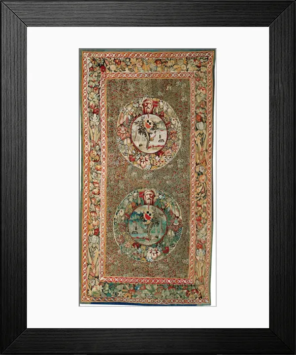 Framed Print : Millefleur with Medallions, Bruges, 1540 / 60. Creator: Unknown Framed Print : Millefleur with Medallions, Bruges, 1540 / 60. Creator: Unknown