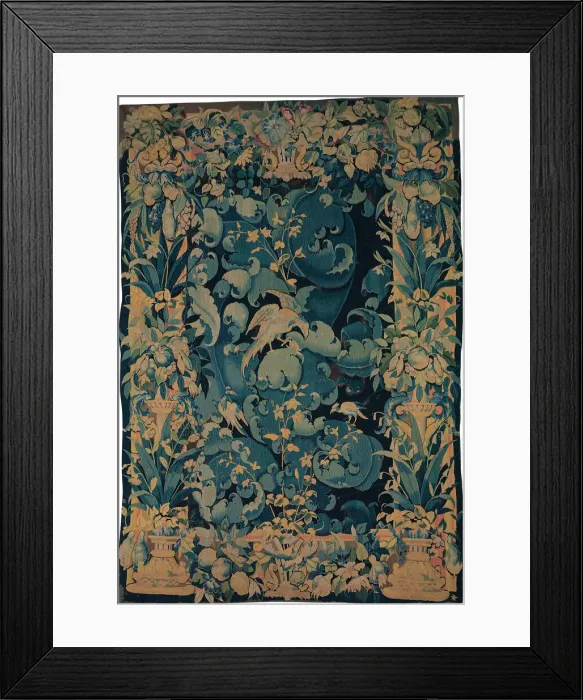 Framed Print : Large Leaf Verdure with Birds, Flanders, about 1550 / 75. Creator: Unknown Framed Print : Large Leaf Verdure with Birds, Flanders, about 1550 / 75. Creator: Unknown