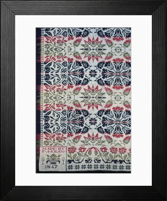 Framed Print : Coverlet, Indiana, 1847. Creator: Frederick A. Kean Framed Print : Coverlet, Indiana, 1847. Creator: Frederick A. Kean