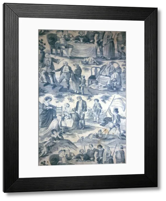 Framed Print : Shakespeares Seven Ages (of Man) (Furnishing Fabric), England, c. 1805. Creator: Unknown Framed Print : Shakespeares Seven Ages (of Man) (Furnishing Fabric), England, c. 1805. Creator: Unknown