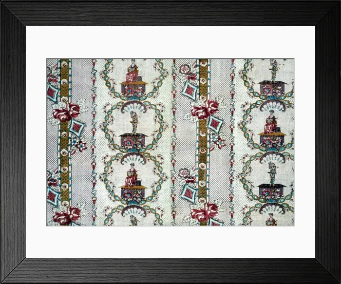 Framed Print : Domino (Furnishing Fabric), France, 1780 / 1800. Creator: Unknown Framed Print : Domino (Furnishing Fabric), France, 1780 / 1800. Creator: Unknown