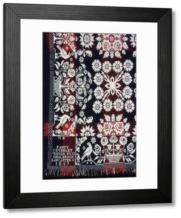 Framed Print : Coverlet, Ohio, 1849. Creator: George Heilbronn Framed Print : Coverlet, Ohio, 1849. Creator: George Heilbronn