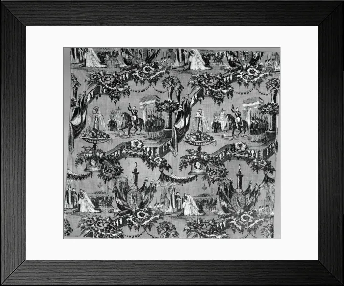 Framed Print : Marriage of Eugenie and Napoleon III (Furnishing Fabric), France, c. 1853 / 55. Creator: Unknown Framed Print : Marriage of Eugenie and Napoleon III (Furnishing Fabric), France, c. 1853 / 55. Creator: Unknown