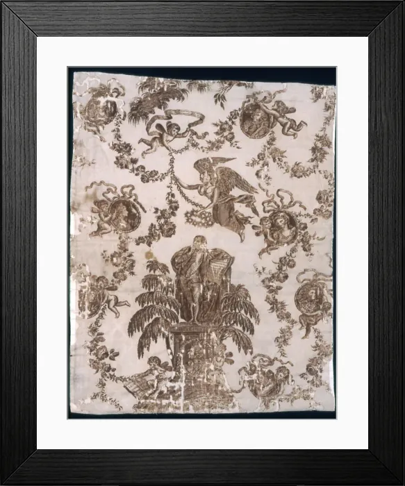 Framed Print : Shakespeare and Garrick (Furnishing Fabric), England, c. 1790. Creator: Unknown Framed Print : Shakespeare and Garrick (Furnishing Fabric), England, c. 1790. Creator: Unknown