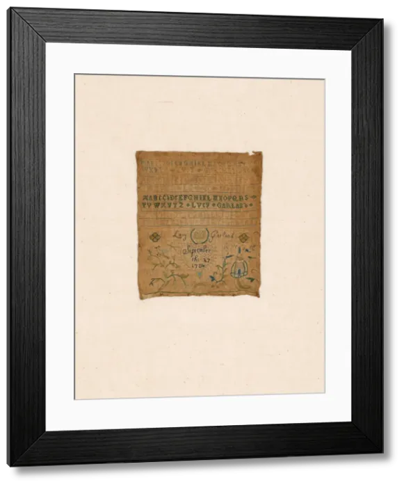 Framed Print : Sampler, United States, 1704. Creator: Lucy Garland Framed Print : Sampler, United States, 1704. Creator: Lucy Garland