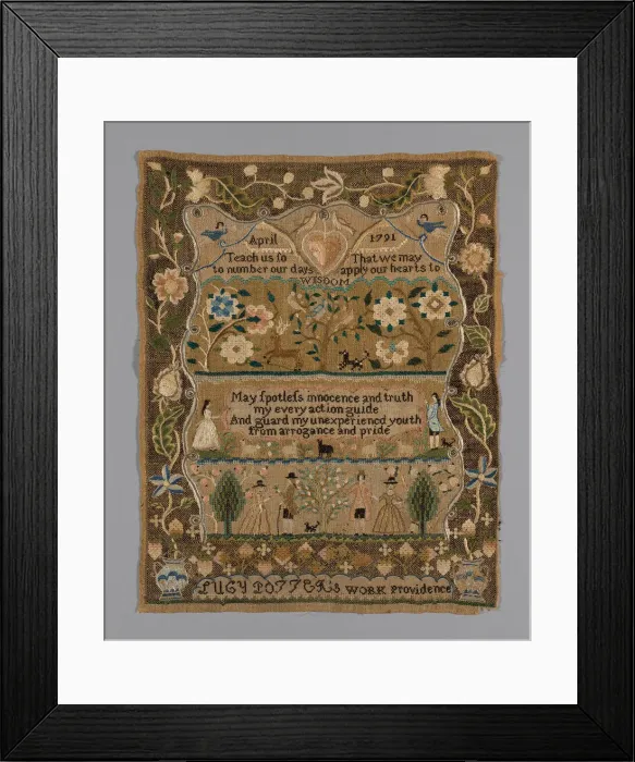 Framed Print : Sampler, Rhode Island, 1791. Creator: Lucy Potter Framed Print : Sampler, Rhode Island, 1791. Creator: Lucy Potter