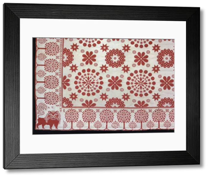 Framed Print : Coverlet, New York, 1837. Creator: Harry Tyler Framed Print : Coverlet, New York, 1837. Creator: Harry Tyler