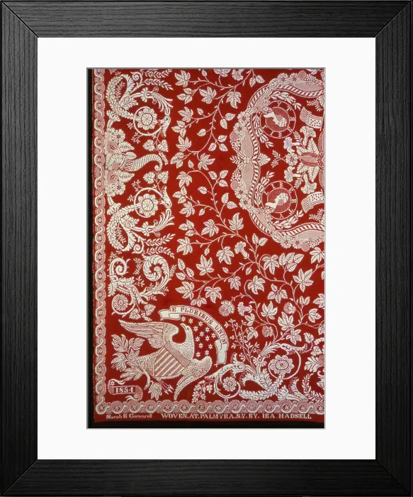 Framed Print : Coverlet, New York, 1854. Creator: Ira Hadsell Framed Print : Coverlet, New York, 1854. Creator: Ira Hadsell