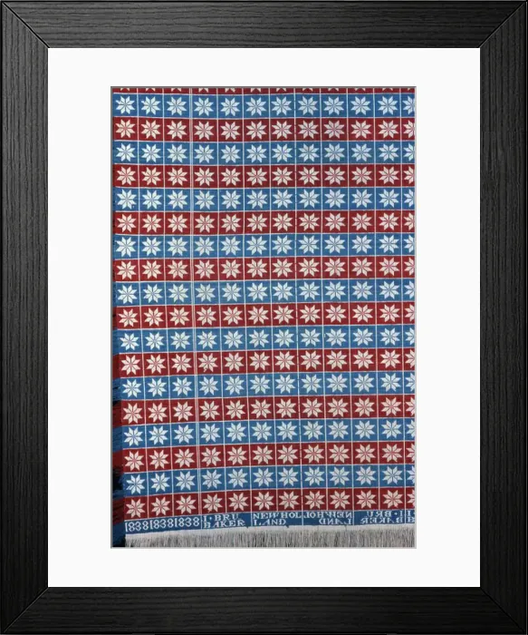 Framed Print : Coverlet, Pennsylvania, 1838. Creator: Isaac Brubaker Framed Print : Coverlet, Pennsylvania, 1838. Creator: Isaac Brubaker