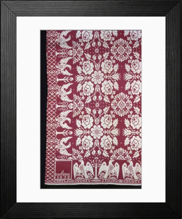 Framed Print : Coverlet, New York, 1838. Creator: Jacob Impson Framed Print : Coverlet, New York, 1838. Creator: Jacob Impson
