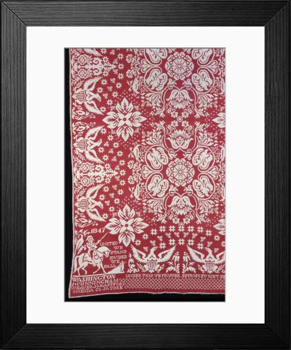 Framed Print : Coverlet, United States, 1847. Creator: James Cunningham Framed Print : Coverlet, United States, 1847. Creator: James Cunningham