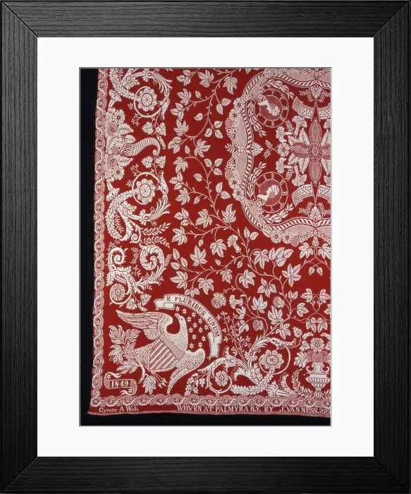 Framed Print : Coverlet, New York, 1849. Creator: James Van Ness Framed Print : Coverlet, New York, 1849. Creator: James Van Ness