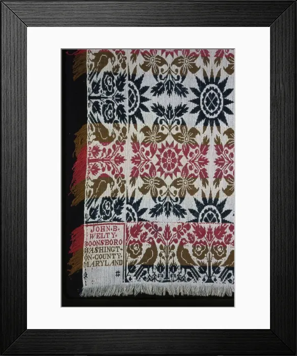 Framed Print : Coverlet, Maryland, 1839. Creator: John B. Welty Framed Print : Coverlet, Maryland, 1839. Creator: John B. Welty