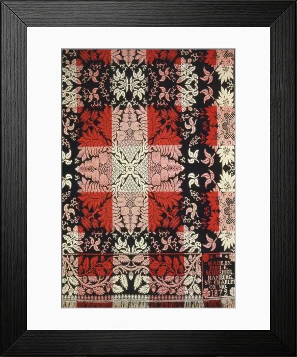Framed Print : Coverlet, Missouri, 1872. Creator: John Eusebius Schneider Framed Print : Coverlet, Missouri, 1872. Creator: John Eusebius Schneider