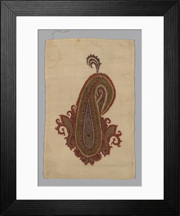 Framed Print : Fragment (From a Shawl), India, c. 1835. Creator: Unknown