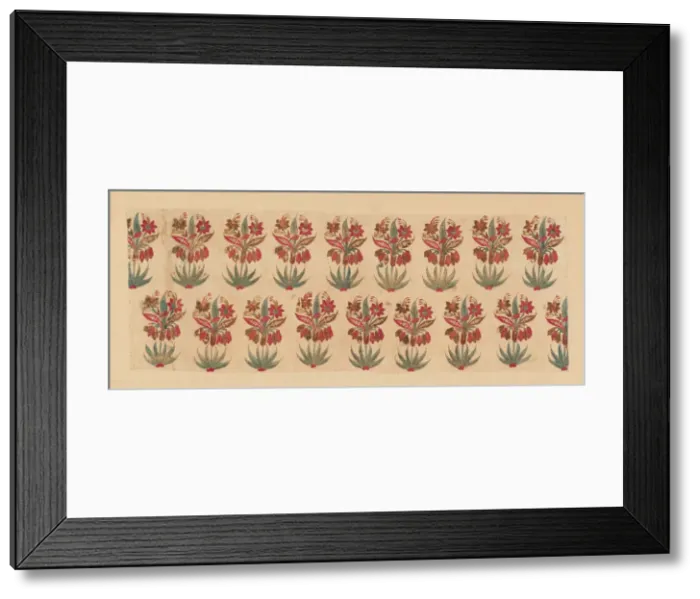 Framed Print : Curtain Fragment with Rows of Flowers, India, Before 1667. Creator: Unknown Framed Print : Curtain Fragment with Rows of Flowers, India, Before 1667. Creator: Unknown