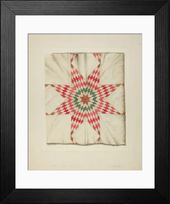 Framed Print : Hand Made Quilt, c. 1938. Creator: Wilford H. Shurtliff Framed Print : Hand Made Quilt, c. 1938. Creator: Wilford H. Shurtliff