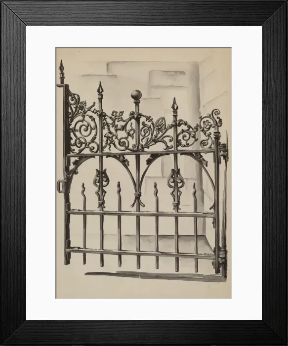 Framed Print : Iron Gate, c. 1936. Creator: Natalie Simon Framed Print : Iron Gate, c. 1936. Creator: Natalie Simon