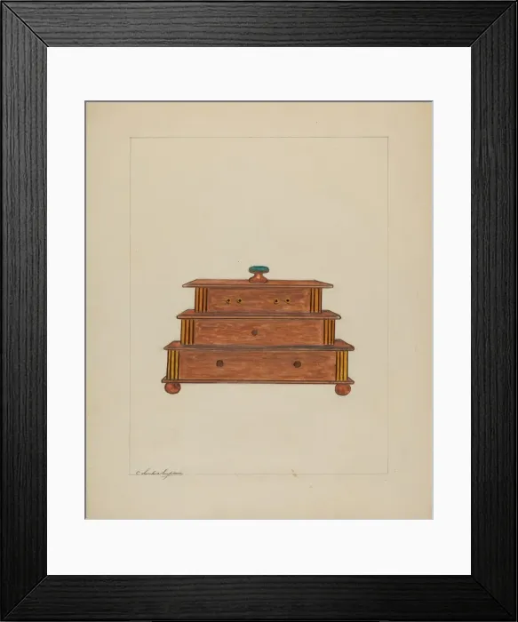 Framed Print : Sewing Box, c. 1937. Creator: Columbus Simpson Framed Print : Sewing Box, c. 1937. Creator: Columbus Simpson