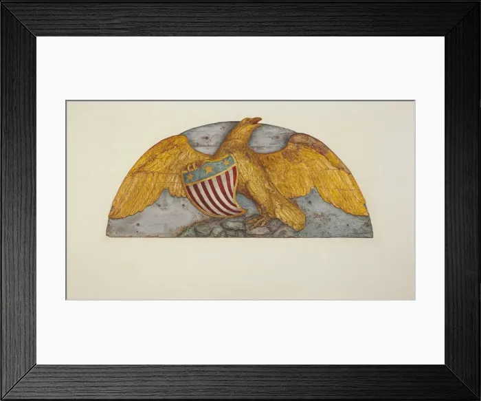 Framed Print : Eagle from Paddle Wheel Cover of Island Home, c. 1937. Creator: Alfred H Framed Print : Eagle from Paddle Wheel Cover of Island Home, c. 1937. Creator: Alfred H