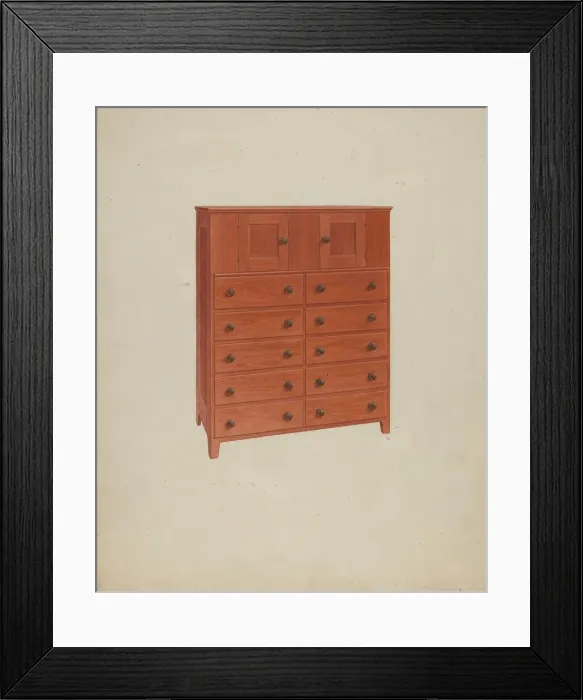 Framed Print : Shaker Chest of Drawers, c. 1937. Creator: Alfred H. Smith Framed Print : Shaker Chest of Drawers, c. 1937. Creator: Alfred H. Smith