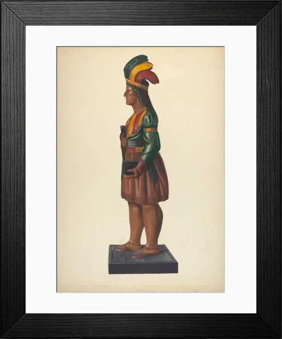Framed Print : Cigar Store Indian, c. 1937. Creator: Richard F. Smith Framed Print : Cigar Store Indian, c. 1937. Creator: Richard F. Smith