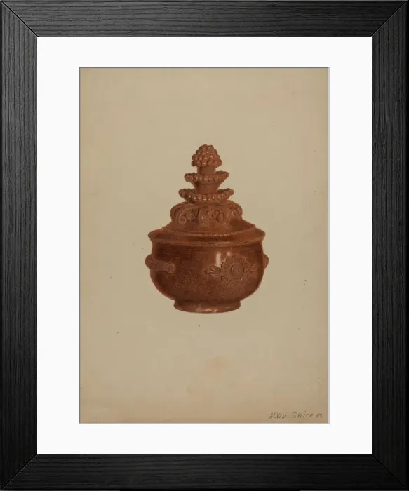 Framed Print : Pa. German Covered Bowl, c. 1938. Creator: Alvin Shiren Framed Print : Pa. German Covered Bowl, c. 1938. Creator: Alvin Shiren