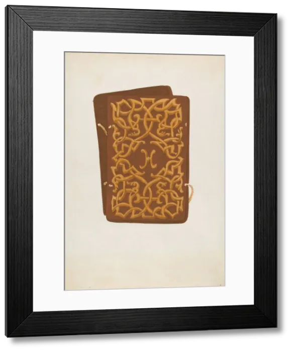 Framed Print : Carved Wood Book Cover, c. 1936. Creator: Natalie Simon Framed Print : Carved Wood Book Cover, c. 1936. Creator: Natalie Simon
