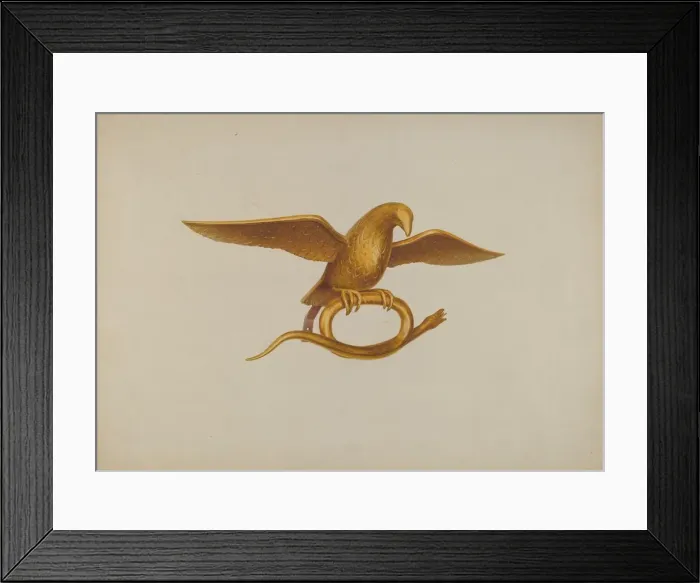 Framed Print : Ornamental Carving: Eagle and Snake, c. 1940. Creator: Alfred H. Smith Framed Print : Ornamental Carving: Eagle and Snake, c. 1940. Creator: Alfred H. Smith