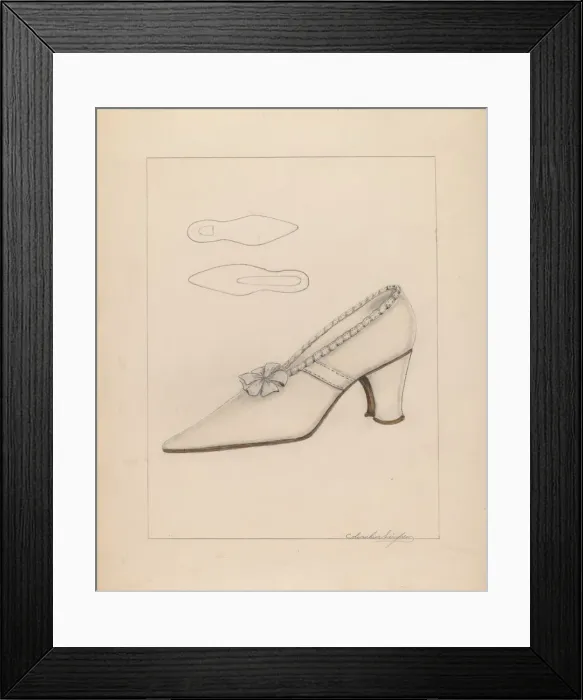 Framed Print : Womans Shoe, c. 1937. Creator: Columbus Simpson Framed Print : Womans Shoe, c. 1937. Creator: Columbus Simpson