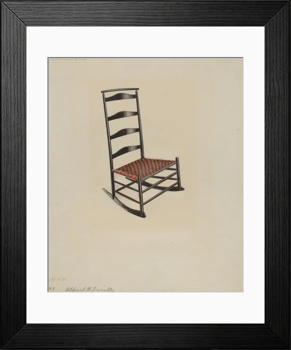 Framed Print : Shaker Rocking Chair, c. 1936. Creator: Alfred H. Smith Framed Print : Shaker Rocking Chair, c. 1936. Creator: Alfred H. Smith