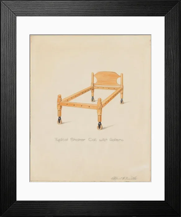 Framed Print : Shaker Cot, c. 1937. Creator: Alfred H. Smith Framed Print : Shaker Cot, c. 1937. Creator: Alfred H. Smith