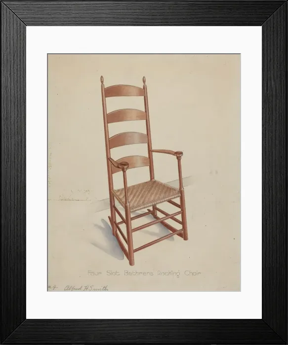 Framed Print : Shaker Rocking Chair, c. 1937. Creator: Alfred H. Smith Framed Print : Shaker Rocking Chair, c. 1937. Creator: Alfred H. Smith